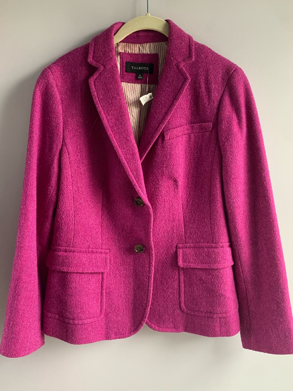 NWOT Talbots Blazer Jacket Magenta Pink Wool Blend Fall Spring Business Casual S